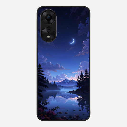  Midnight Lake Peace Glass Case For Oppo A78 5G back cover – full design glossy printed glass finish
