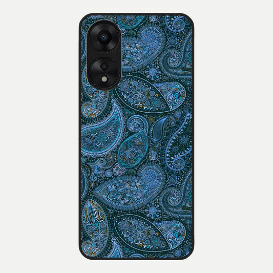  Midnight Paisley Glow Glass Case For Oppo A78 5G back cover – full design glossy printed glass finish