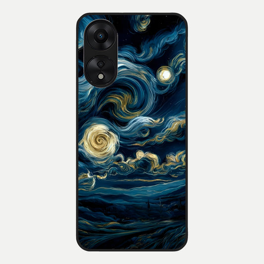  Midnight Sky Whirl Glass Case For Oppo A78 5G back cover – full design glossy printed glass finish