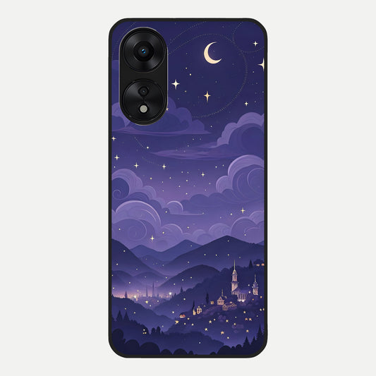  Minimal Night View Glass Case For Oppo A78 5G back cover – full design glossy printed glass finish