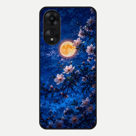  Moonlit Blossoms Night Glass Case For Oppo A78 5G back cover – full design glossy printed glass finish