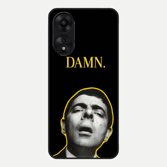  Mr Bean Damn Glass Case For Oppo A78 5G back cover – full design glossy printed glass finish