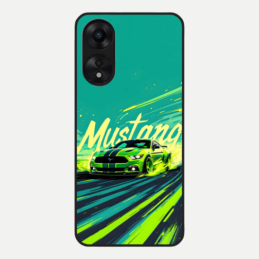  Mustang Bang Glass Case For Oppo A78 5G back cover – full design glossy printed glass finish