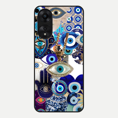  Mystic Charm Eye Glass Case For Oppo A78 5G back cover – full design glossy printed glass finish