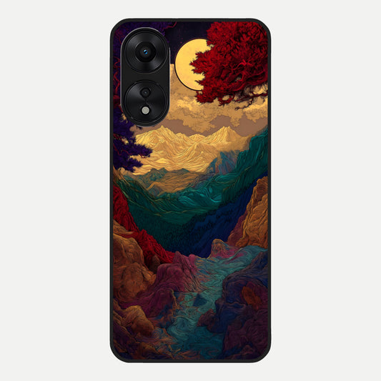  Mystic Valley Light Glass Case For Oppo A78 5G back cover – full design glossy printed glass finish