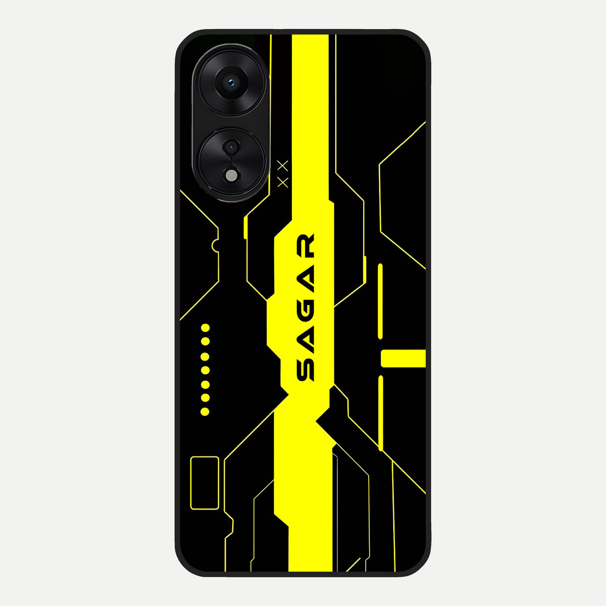  Neon CYBERPUNK Custom Name Glass Case For Oppo A78 5G back cover – full design glossy printed glass finish
