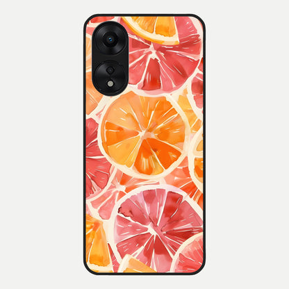  Orange Fruits Pattern Glass Case For Oppo A78 5G back cover – full design glossy printed glass finish