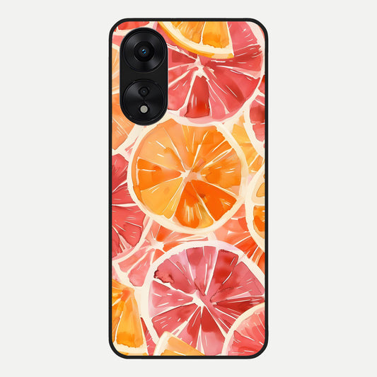  Orange Fruits Pattern Glass Case For Oppo A78 5G back cover – full design glossy printed glass finish