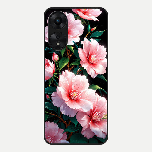  Peach Flower Glass Case For Oppo A78 5G back cover – full design glossy printed glass finish