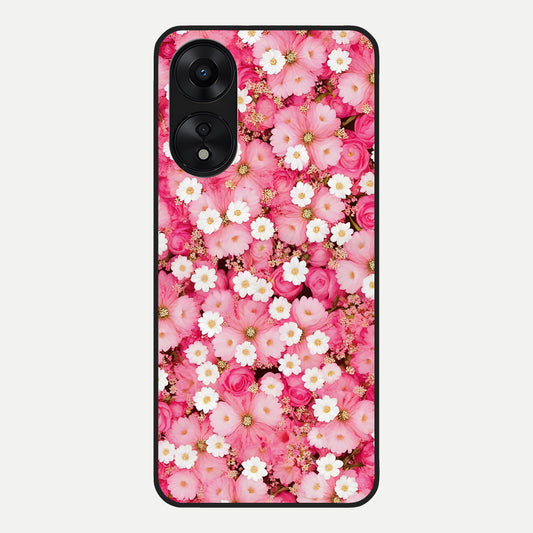  Pink Daisy Bliss Glass Case For Oppo A78 5G back cover – full design glossy printed glass finish