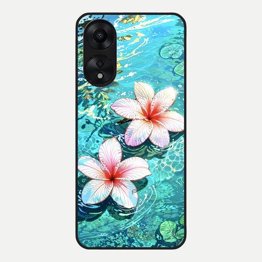  Pink Flowers in Water Glass Case For Oppo A78 5G back cover – full design glossy printed glass finish