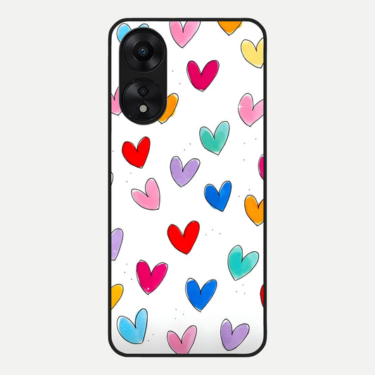  Playful Love Doodles Glass Case For Oppo A78 5G back cover – full design glossy printed glass finish