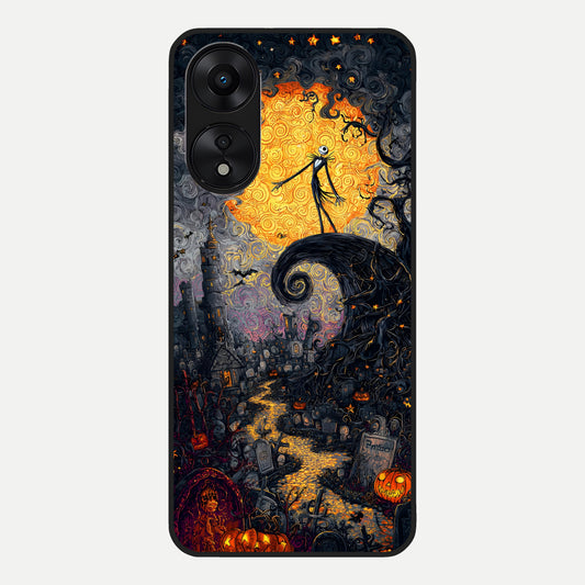  Pumpkin Moonlight Tale Glass Case For Oppo A78 5G back cover – full design glossy printed glass finish