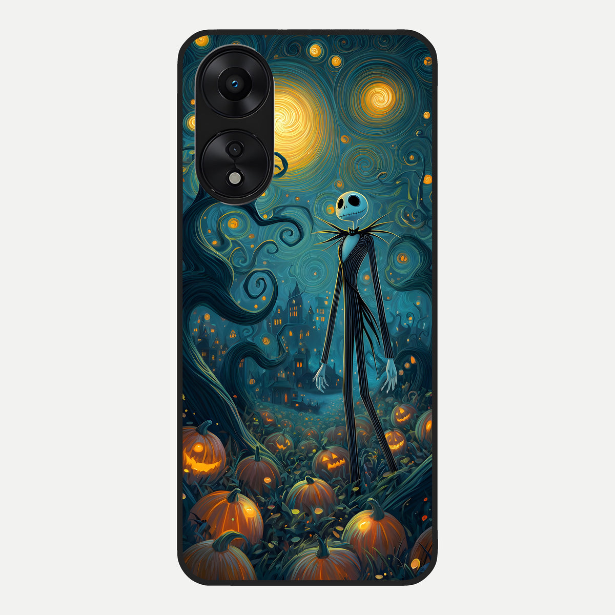  Pumpkin Moon Night Glass Case For Oppo A78 5G back cover – full design glossy printed glass finish