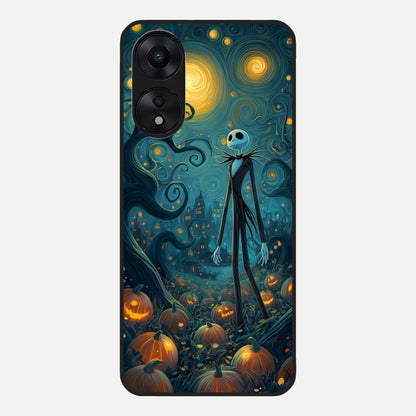  Pumpkin Moon Night Glass Case For Oppo A78 5G back cover – full design glossy printed glass finish
