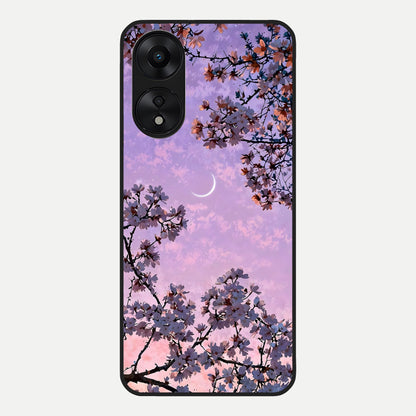  Purple Serenity Moon Glass Case For Oppo A78 5G back cover – full design glossy printed glass finish