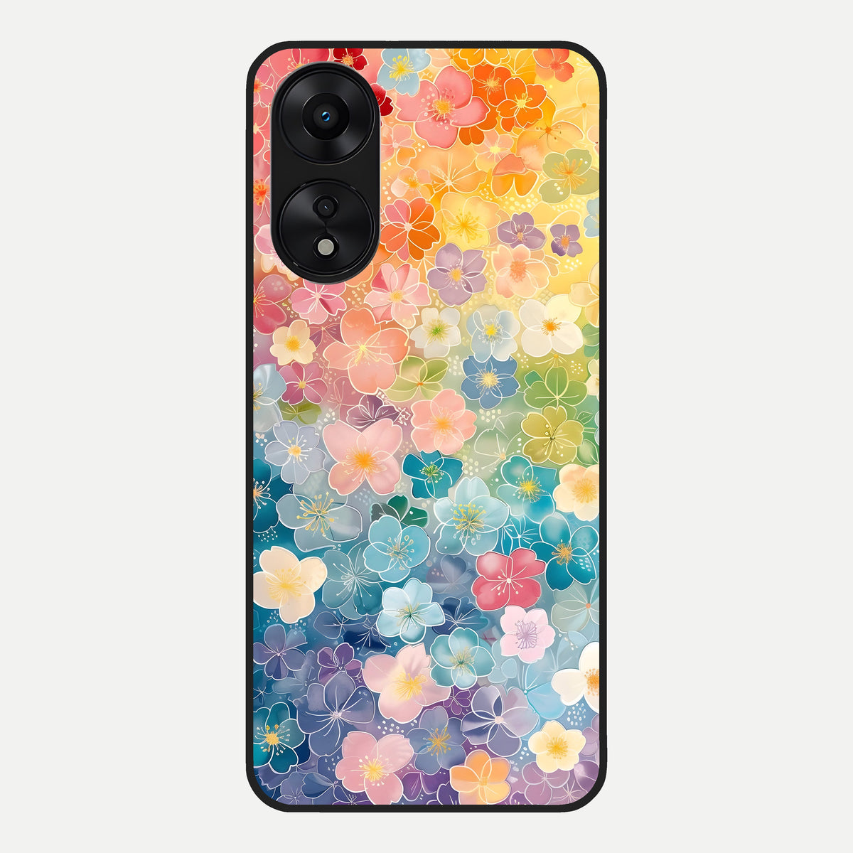  Rainbow Blossom Burst Glass Case For Oppo A78 5G back cover – full design glossy printed glass finish