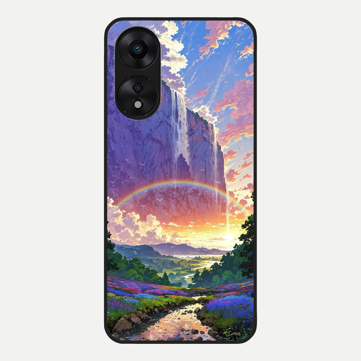  Rainbow Valley Dream Glass Case For Oppo A78 5G back cover – full design glossy printed glass finish