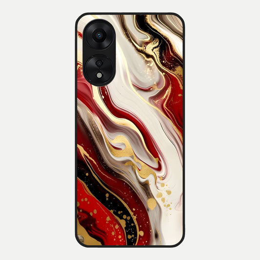  Red And White Marble Glass Case For Oppo A78 5G back cover – full design glossy printed glass finish