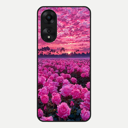  Rose Sunset Valley Glass Case For Oppo A78 5G back cover – full design glossy printed glass finish