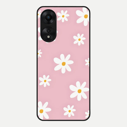  Soft Daisy Bliss Glass Case For Oppo A78 5G back cover – full design glossy printed glass finish