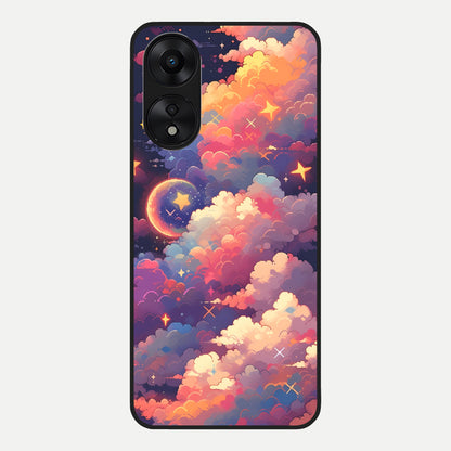  Starlit Dream Clouds Glass Case For Oppo A78 5G back cover – full design glossy printed glass finish
