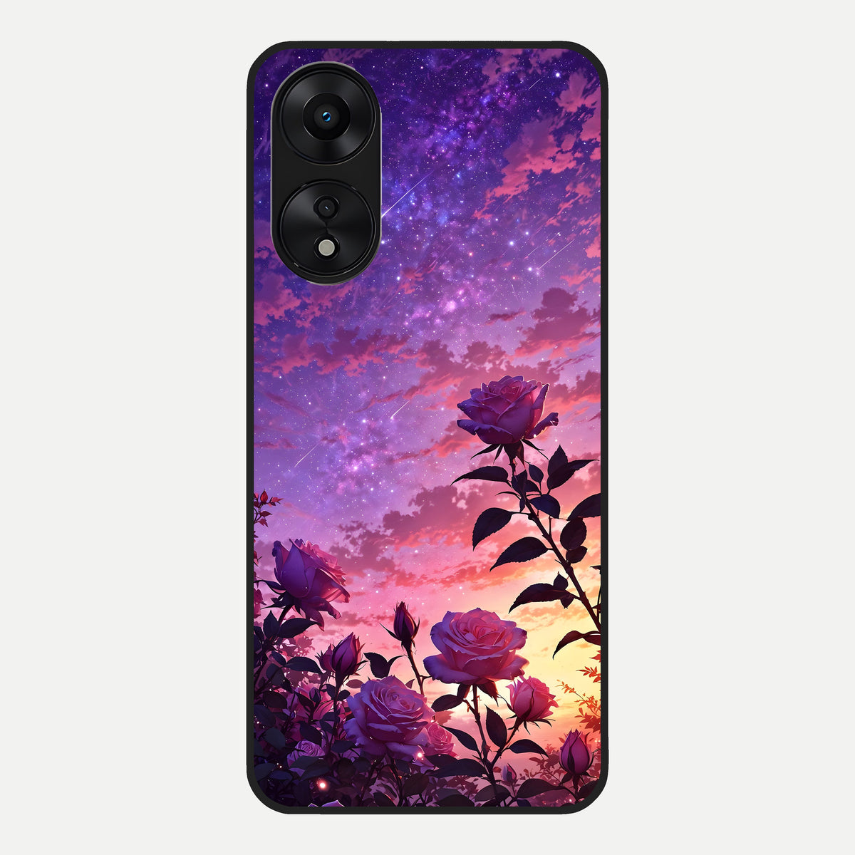  Starlit Rose Twilight Glass Case For Oppo A78 5G back cover – full design glossy printed glass finish