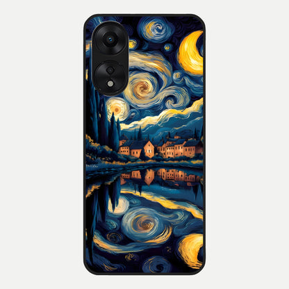  Starry Sky Serenity Glass Case For Oppo A78 5G back cover – full design glossy printed glass finish