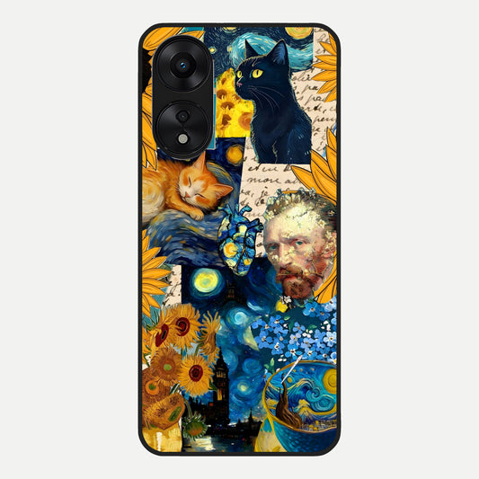  Sunflower Chic Mood Custom Name Glass Case For Oppo A78 5G back cover – full design glossy printed glass finish