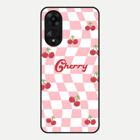  Sweet Cherry Vibes Glass Case For Oppo A78 5G back cover – full design glossy printed glass finish
