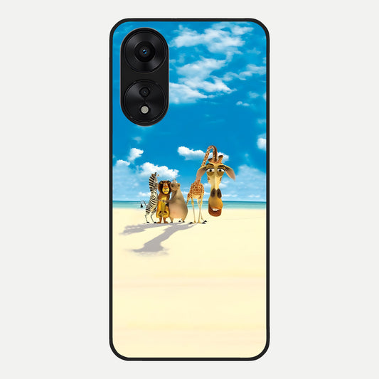  Tropical Fun Squad Glass Case For Oppo A78 5G back cover – full design glossy printed glass finish