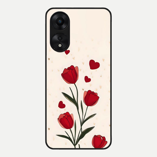  Tulip With Heart Glass Case For Oppo A78 5G back cover – full design glossy printed glass finish