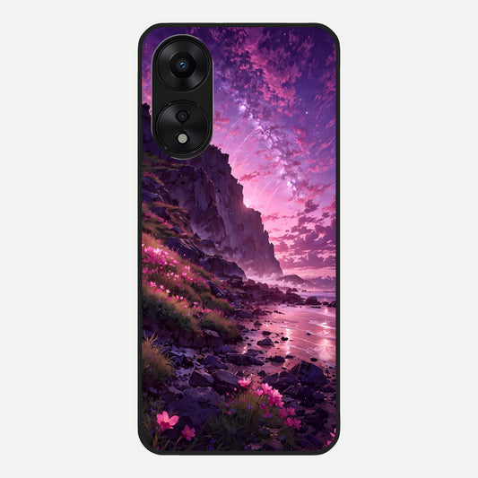  Twilight Blossom Coast Glass Case For Oppo A78 5G back cover – full design glossy printed glass finish