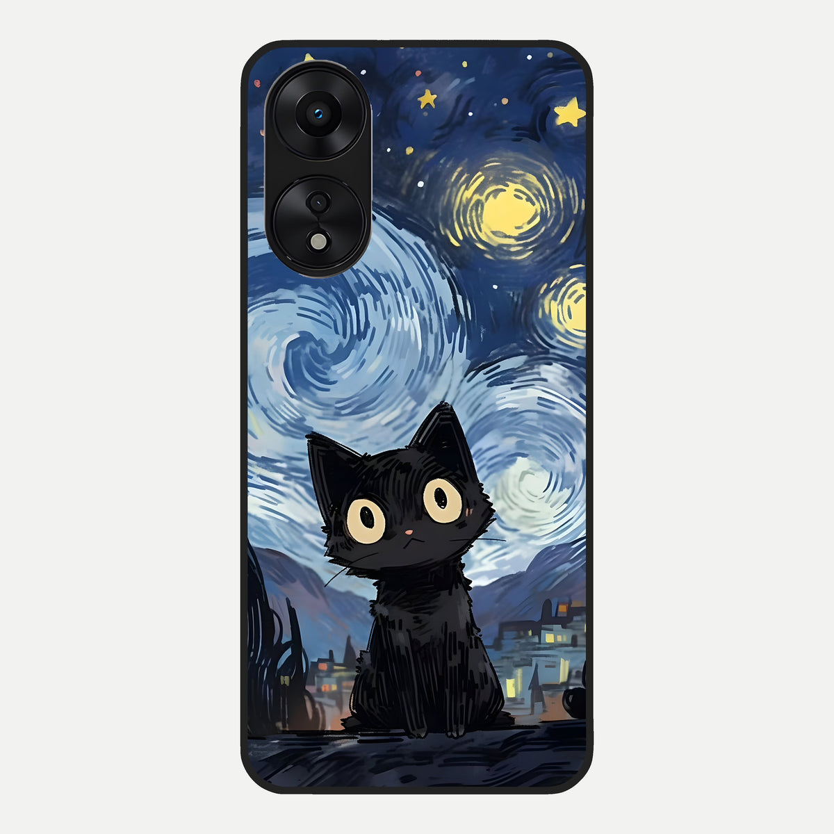  Van Gogh Cat Glass Case For Oppo A78 5G back cover – full design glossy printed glass finish