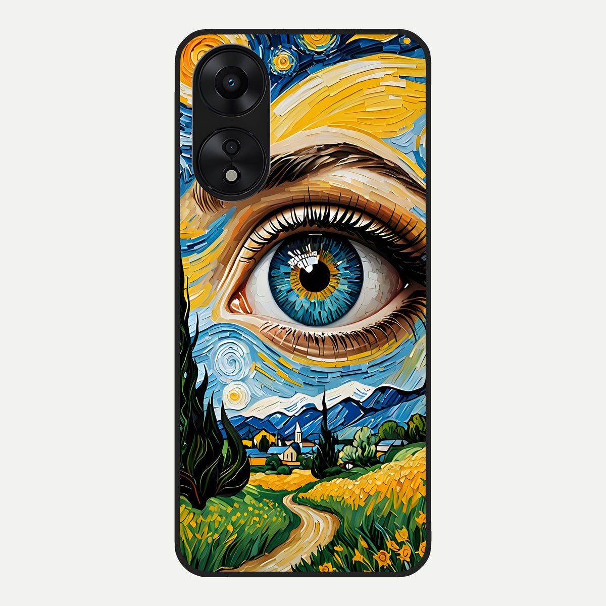  Van Gogh Eye Glass Case For Oppo A78 5G back cover – full design glossy printed glass finish