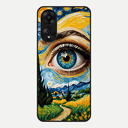  Van Gogh Eye Glass Case For Oppo A78 5G back cover – full design glossy printed glass finish