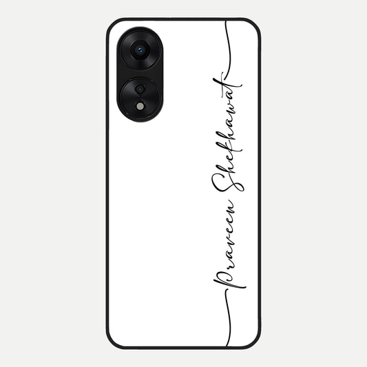  White Tune Custom Name Glass Case For Oppo A78 5G back cover – personalized glossy printed glass finish