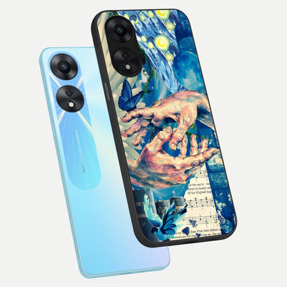  Aesthetic Divider phone case For Oppo A78 5G showing premium glass back cover with detailed artwork