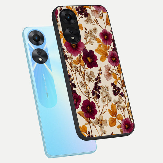  Autumn Wine Bloom phone case For Oppo A78 5G showing premium glass back cover with detailed artwork