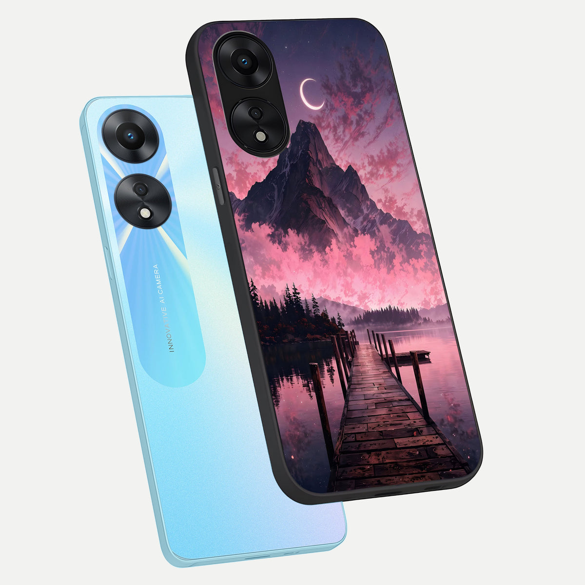  Beautiful Mountain View phone case For Oppo A78 5G showing premium glass back cover with detailed artwork