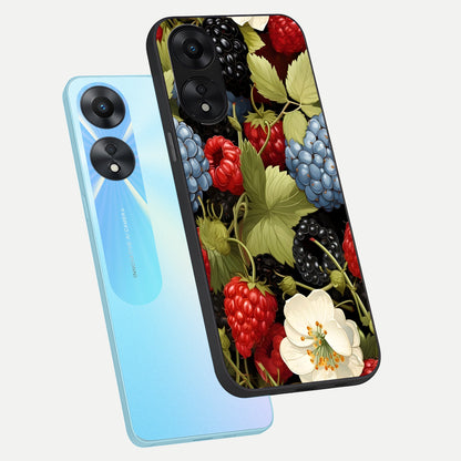  Berry Bloom Charm phone case For Oppo A78 5G showing premium glass back cover with detailed artwork