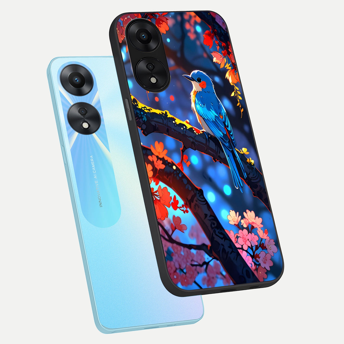  Blooming Water Drift phone case For Oppo A78 5G showing premium glass back cover with detailed artwork