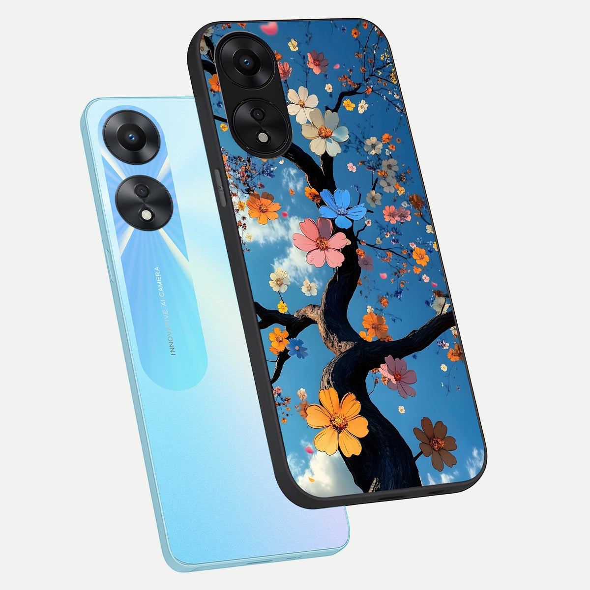  Blossom Dream Sky phone case For Oppo A78 5G showing premium glass back cover with detailed artwork