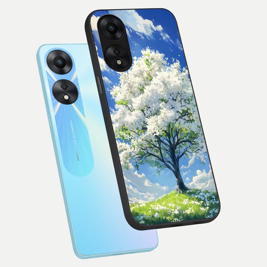  Blossom Sky Serenity phone case For Oppo A78 5G showing premium glass back cover with detailed artwork