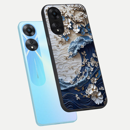  Blossom Wave Art phone case For Oppo A78 5G showing premium glass back cover with detailed artwork