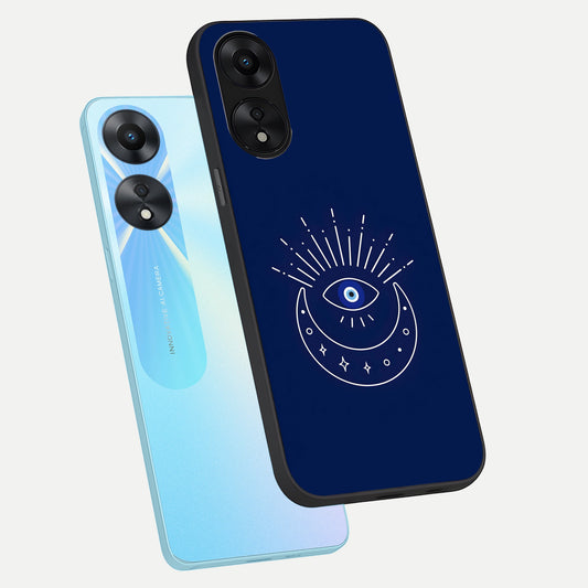  Blue Evil Eye phone case For Oppo A78 5G showing premium glass back cover with detailed artwork