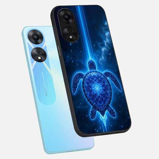  Blue Galaxy Turtle phone case For Oppo A78 5G showing premium glass back cover with detailed artwork