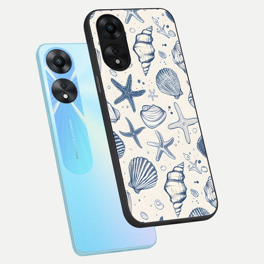  Blue Ocean Outline phone case For Oppo A78 5G showing premium glass back cover with detailed artwork