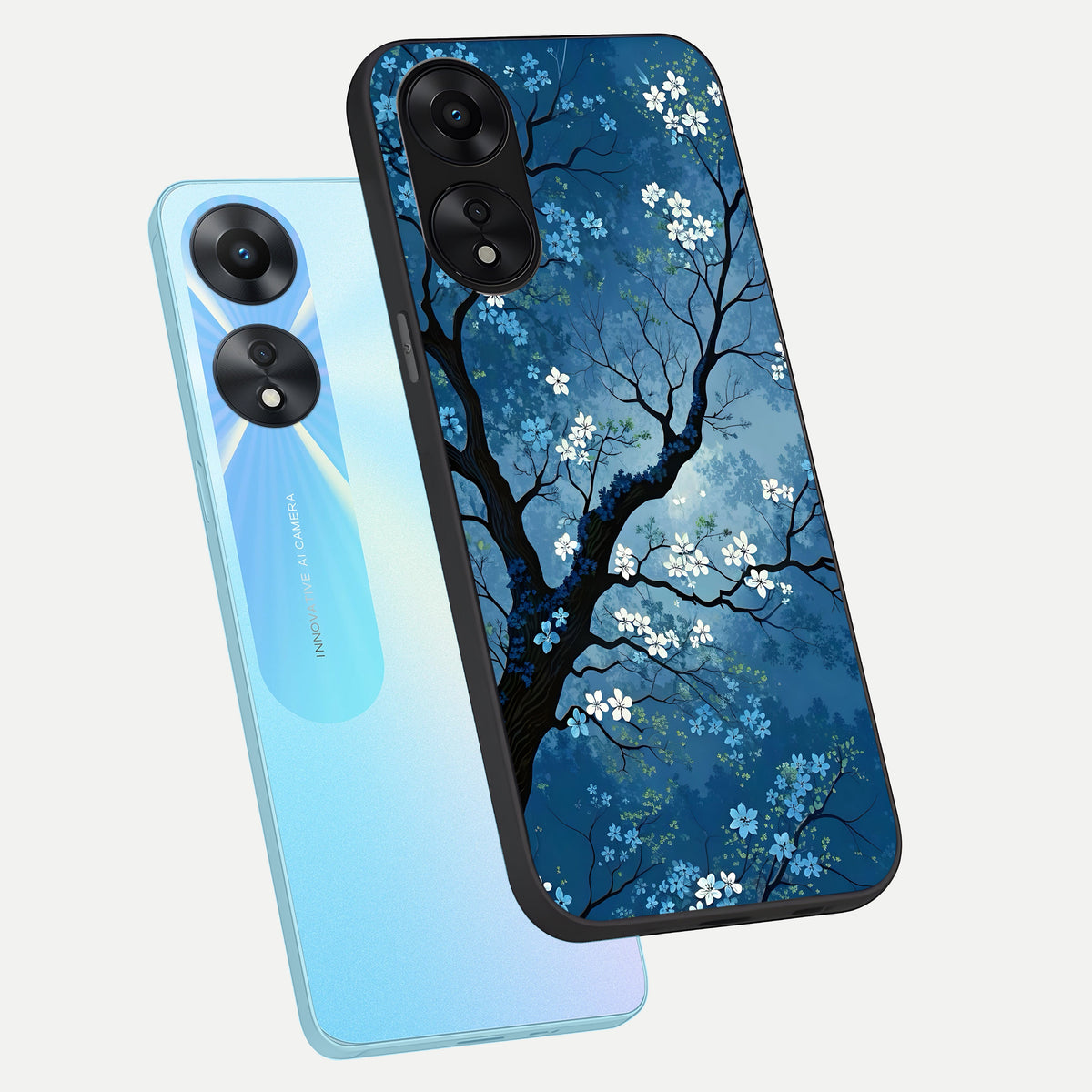  Blue Tree Serenity phone case For Oppo A78 5G showing premium glass back cover with detailed artwork