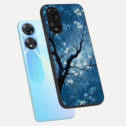  Blue Tree Serenity phone case For Oppo A78 5G showing premium glass back cover with detailed artwork